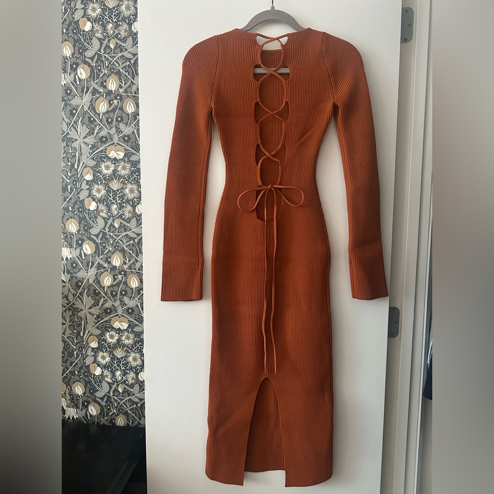 Khaite Vivia dress in burnt orange small
